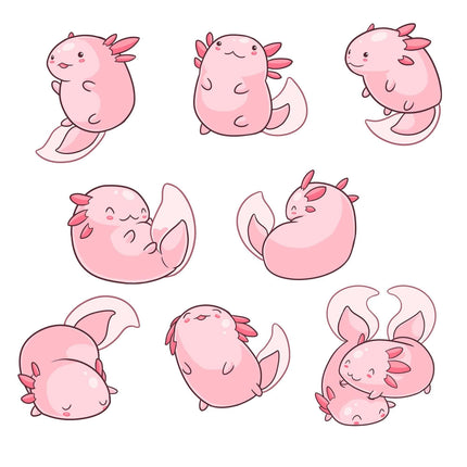 8 Pcs Axolotl Balloon Stickers for Birthday Decorations for Pink Axolotl Ocean Animals Birthday Party Theme (Balloons not included)
