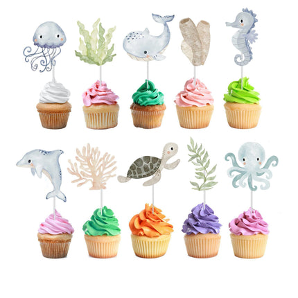 Enchanting Under the Sea Cupcake Toppers - Ocean Adventure Party Decor