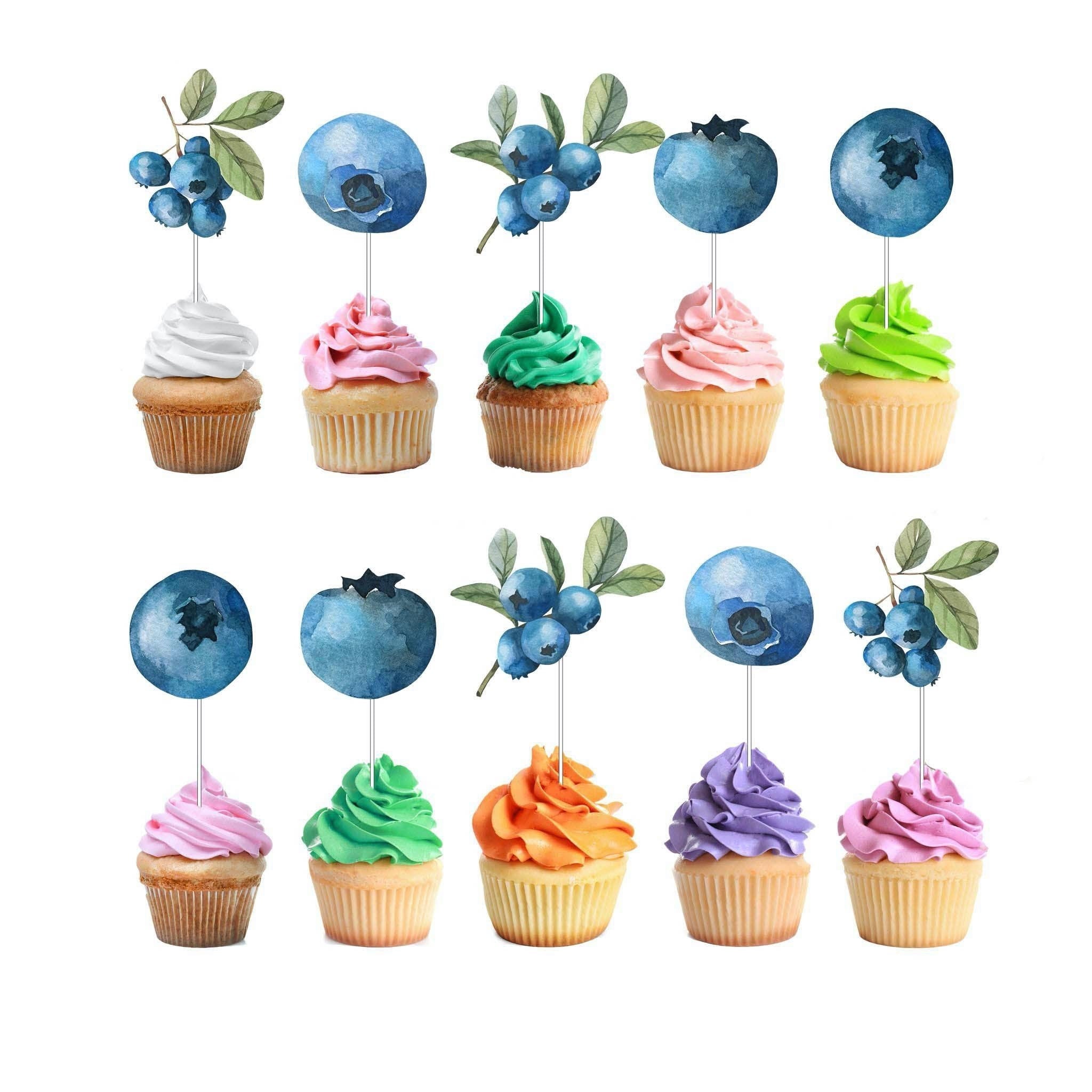 Sweet Blueberry Cupcake Toppers - Add a Berry Special Touch to Your Treats!