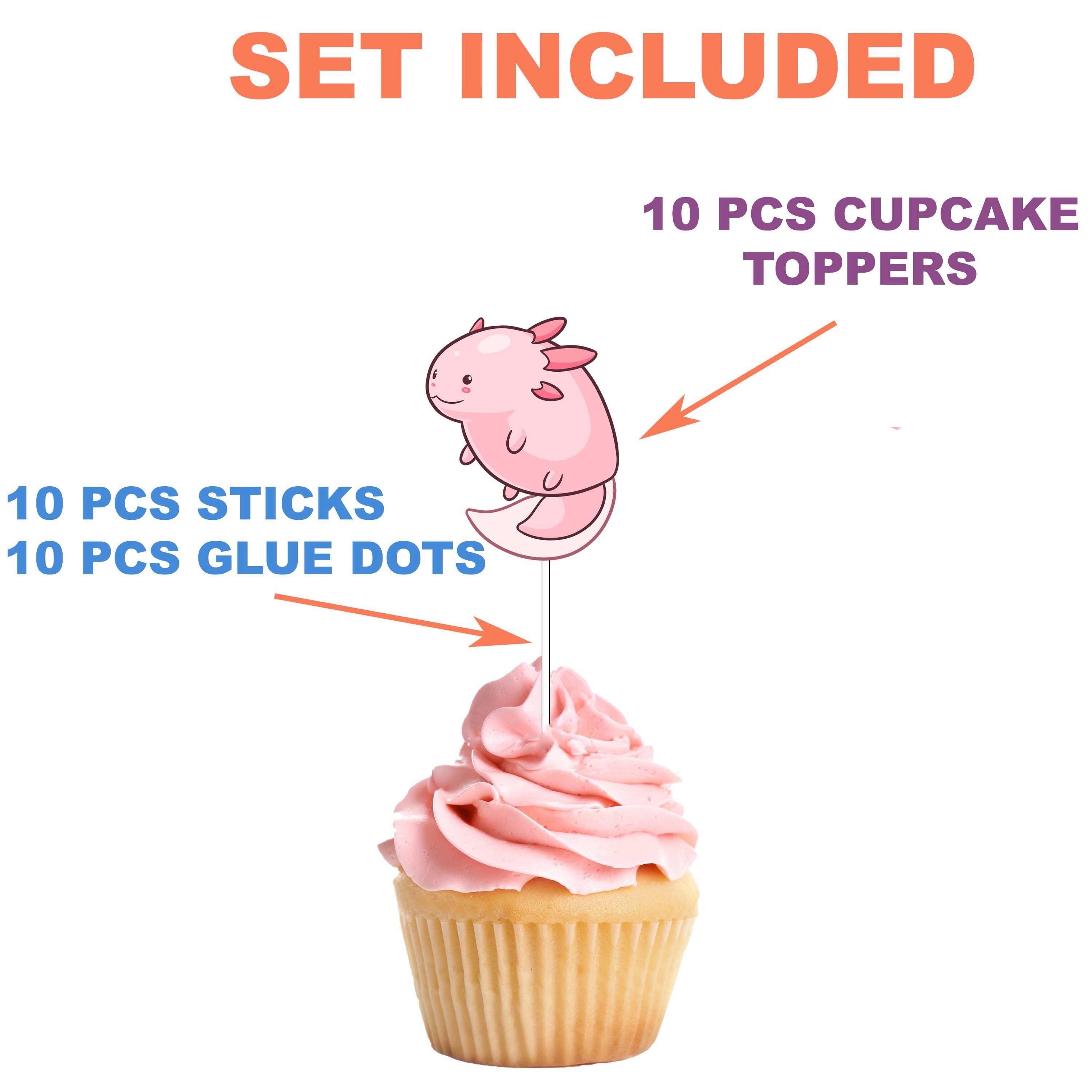 Adorable Axolotl Cupcake Toppers - Set of 10 Cute Amphibian Decorations for Parties and Events