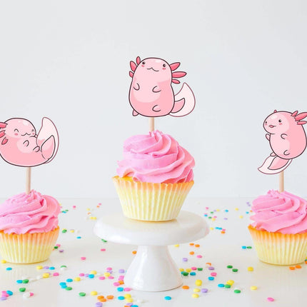 Adorable Axolotl Cupcake Toppers - Set of 10 Cute Amphibian Decorations for Parties and Events