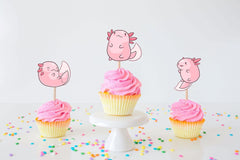 Adorable Axolotl Cupcake Toppers - Set of 10 Cute Amphibian Decorations for Parties and Events