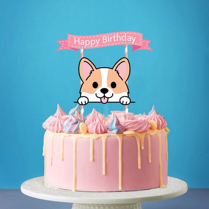 Paw-ty Time - Kawaii Corgi Cake Topper for Dog-Lovers' Birthdays