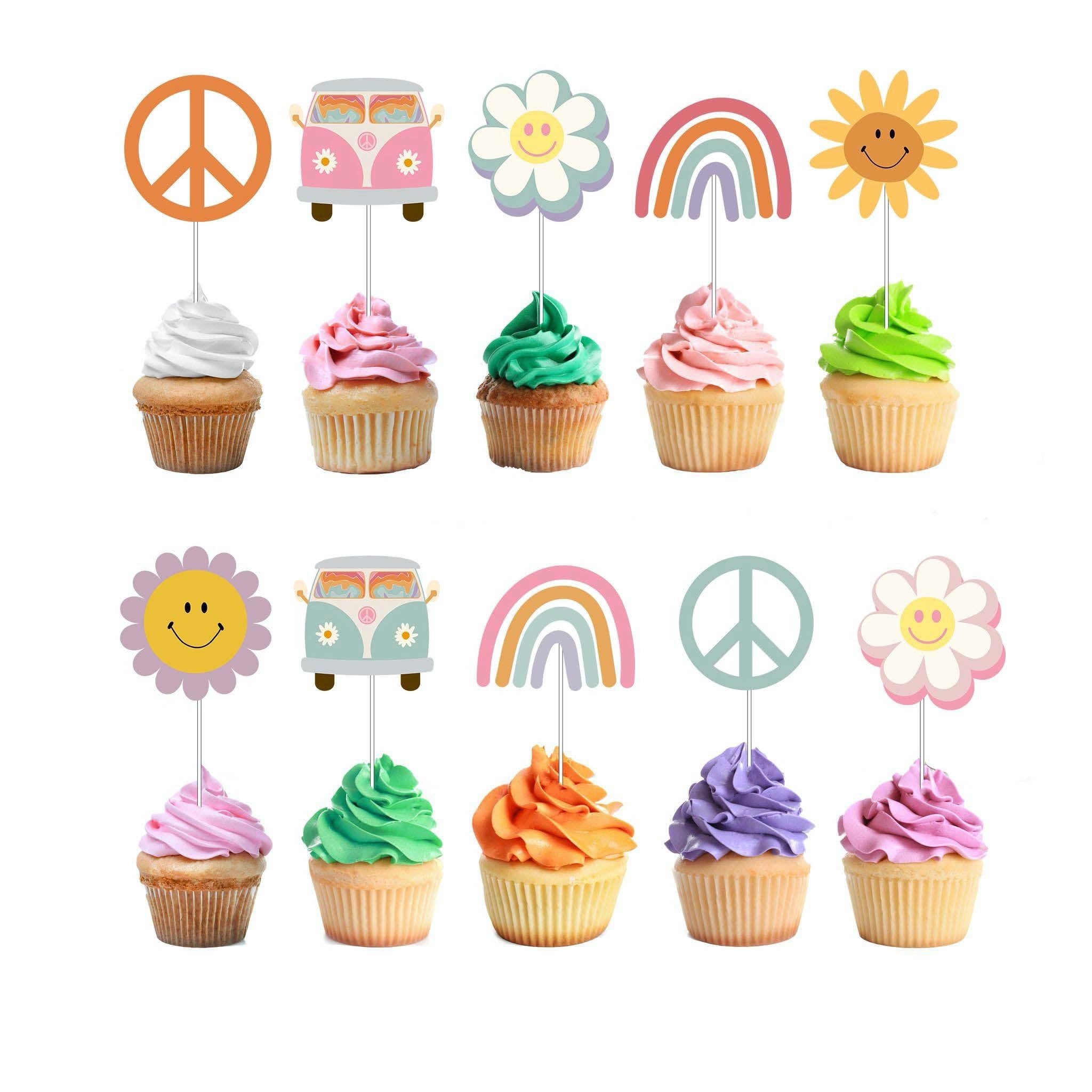 Peace, Love, and Cupcakes - Groovy Cupcake Toppers for a Retro Blast!