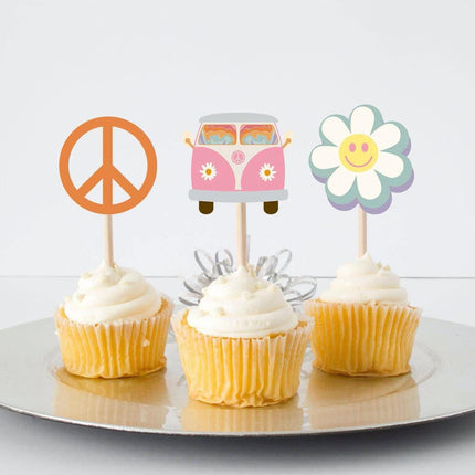 Peace, Love, and Cupcakes - Groovy Cupcake Toppers for a Retro Blast!