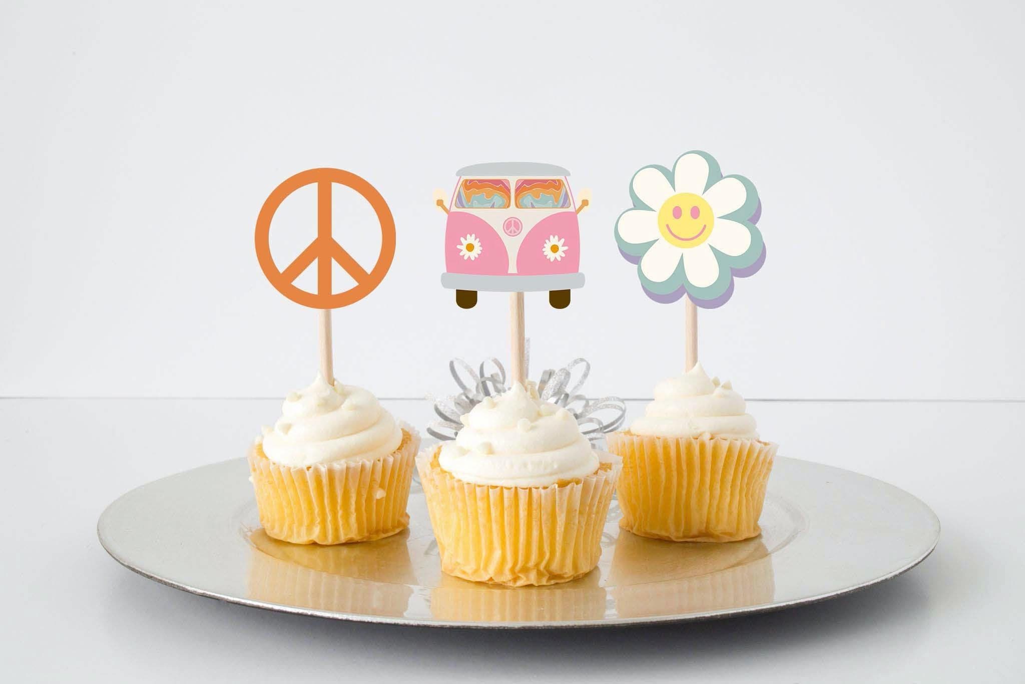Peace, Love, and Cupcakes - Groovy Cupcake Toppers for a Retro Blast!