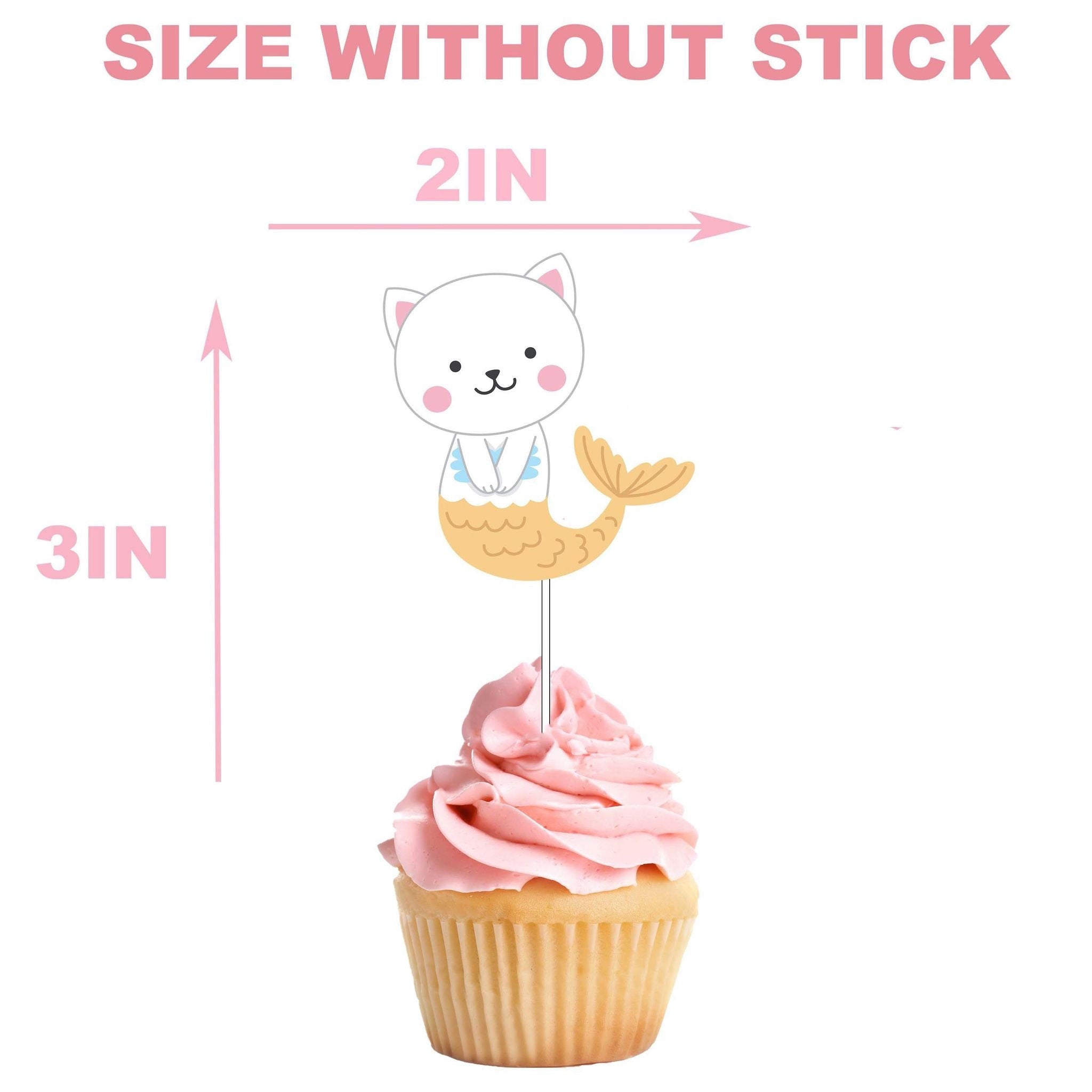 Meowmaid Cupcake Toppers - Purr-fectly Enchanting Decor for Your Sweet Treats!