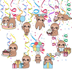 Adorable Sloth Party Swirls - 10 Piece Lazy Day Celebration Hangings Set