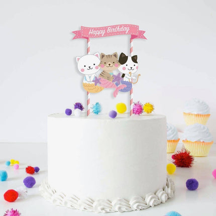 Purrmaid Celebration - Adorable Mermaid Cat Cake Topper for Birthday Parties
