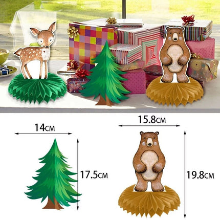 Whimsical Woodland Creatures Honeycomb Decor - 9pcs Forest Friends Party Centerpieces