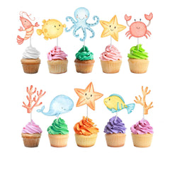 Under the Sea Cupcake Toppers - Dive into a World of Fun with Whimsical Ocean-Themed Party Decor!