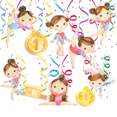Adorable Gymnast Swirl Decorations - Whimsical Gymnastics Hanging Cutouts for Celebratory Decor