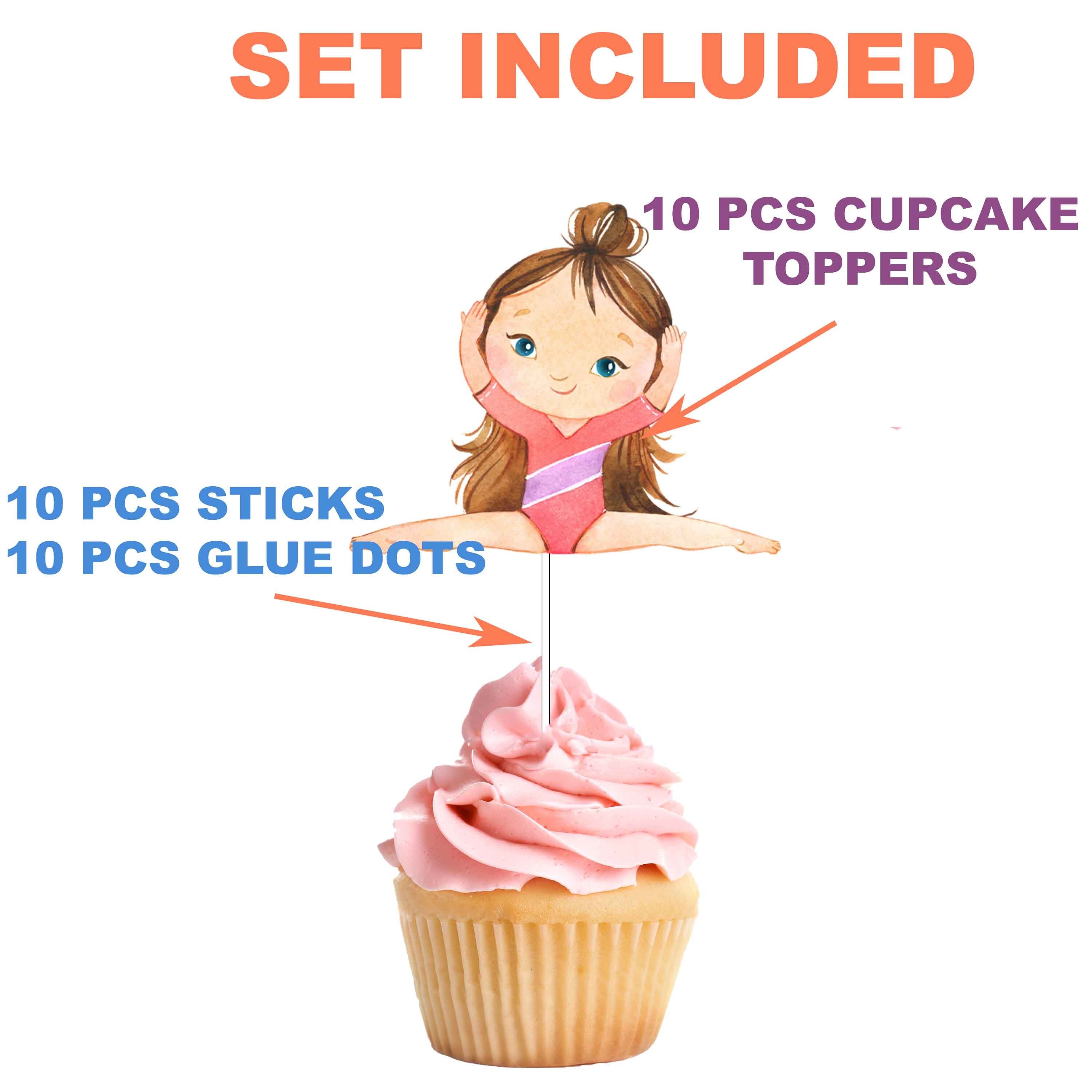 Graceful Gymnast Cupcake Toppers - Set of 10 Artistic Gymnastics Decorations for Parties and Competitions