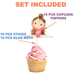 Graceful Gymnast Cupcake Toppers - Set of 10 Artistic Gymnastics Decorations for Parties and Competitions