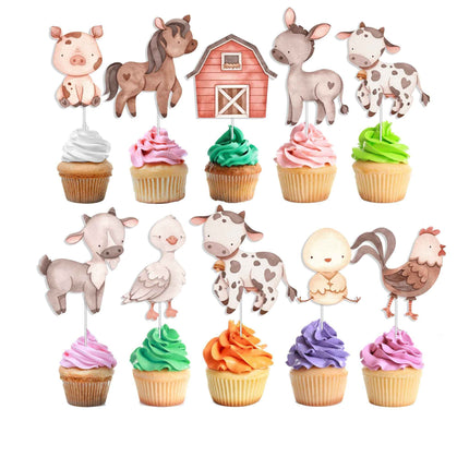 Charming Farmyard Friends Set Of 10 Cupcake Toppers
