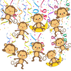 Jubilant Jungle Monkey Swirls - 10pcs Playful Monkey Hanging Decorations