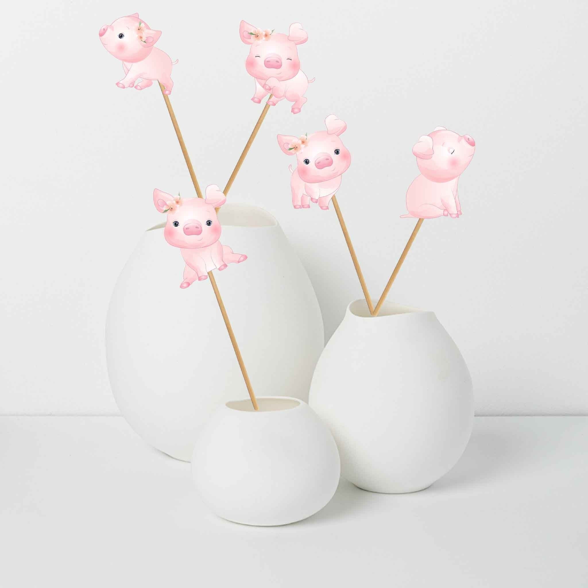 Set of 5 Pig Centerpieces – Perfect for Baby Showers and Birthday Celebrations