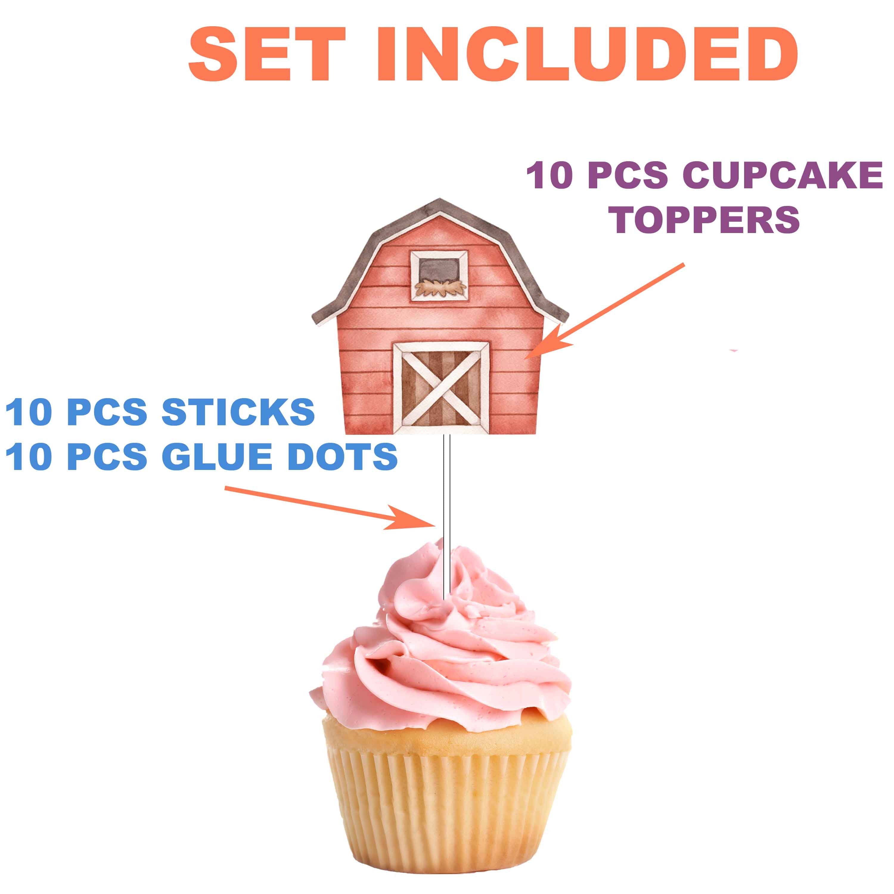 Charming Farmyard Friends Set Of 10 Cupcake Toppers