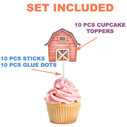 Charming Farmyard Friends Set Of 10 Cupcake Toppers