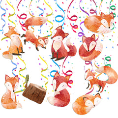 Enchanting Woodland Fox Swirls - 10pcs Rustic Forest-Themed Hanging Decorations