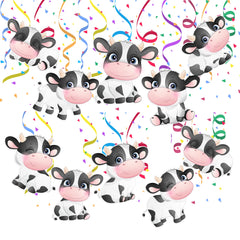 Cheerful Cow Swirls Decor Set - 10pcs Adorable Farm Animal Hanging Decorations