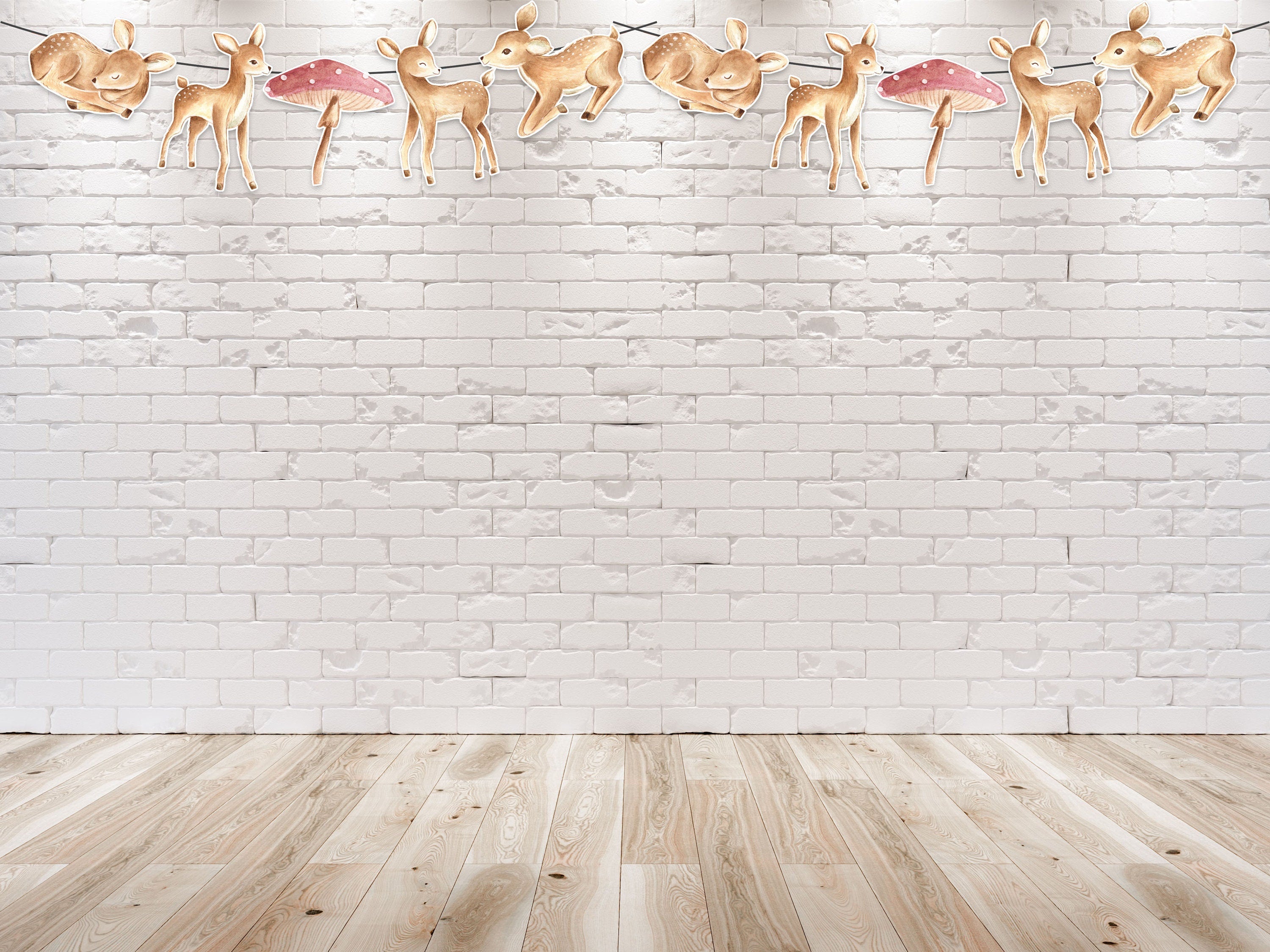 Enchanted Woodland Deer Cartoon Banner - Gentle Forest Decor for Children's Spaces
