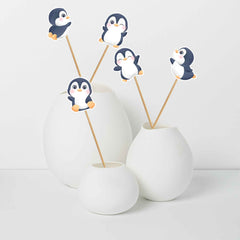 Playful Penguin Centerpieces - Set of 5 Charming Antarctic Friends for Winter Celebrations and Cool Decor