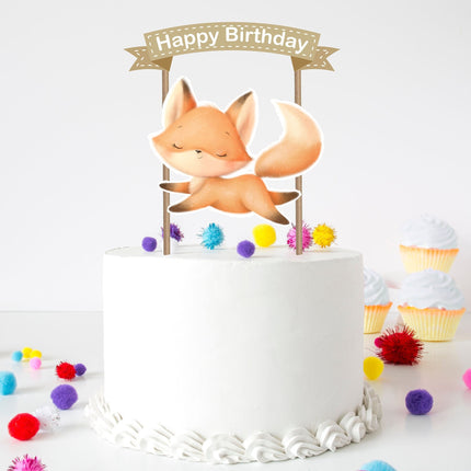Dreamy Fox - Adorable Sleeping Fox Cake Topper for Whimsical Birthdays