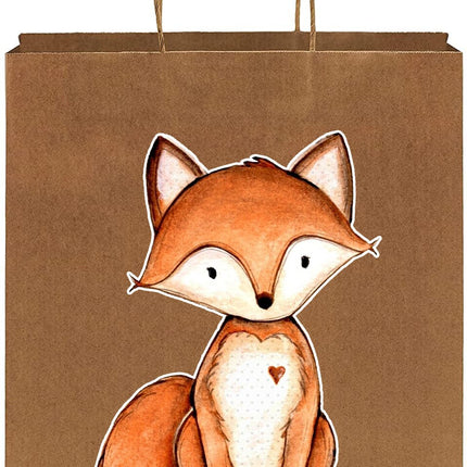 6 Pcs Woodland Animals Party Favor Bags | Forest Animals Birthday Party Supplies | Fox | Bear Animals Birthday Decorations Favors