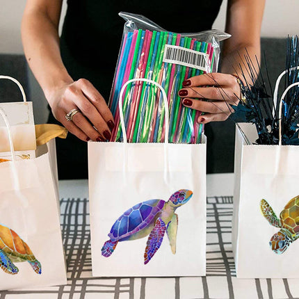 6 Pcs Turtles Underwater Party Favor Bags | Under The Sea Birthday Party Supplies | Ocean Animals Birthday Decorations Favors