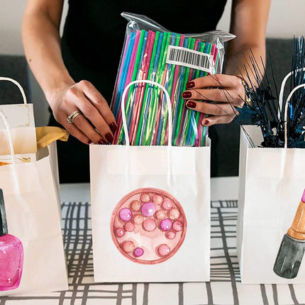 6 Pcs Beauty Make up Party Favor Bags Stickers | Spa Birthday Party Supplies | Makeup Birthday Decorations Favors