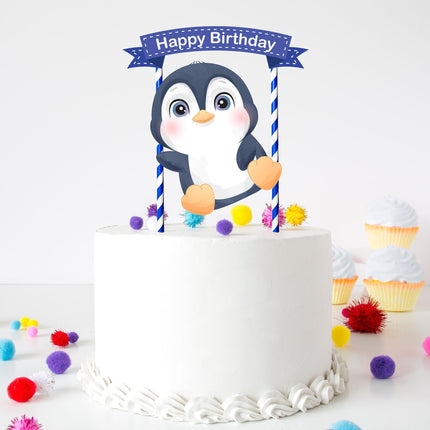 Chilly Celebration - Adorable Winter Penguin Cake Topper for Birthday Parties