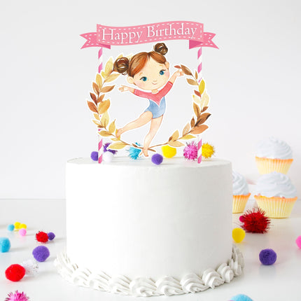 Tumble & Twirl - Energetic Gymnastic Girl Cake Topper for Birthday Celebrations