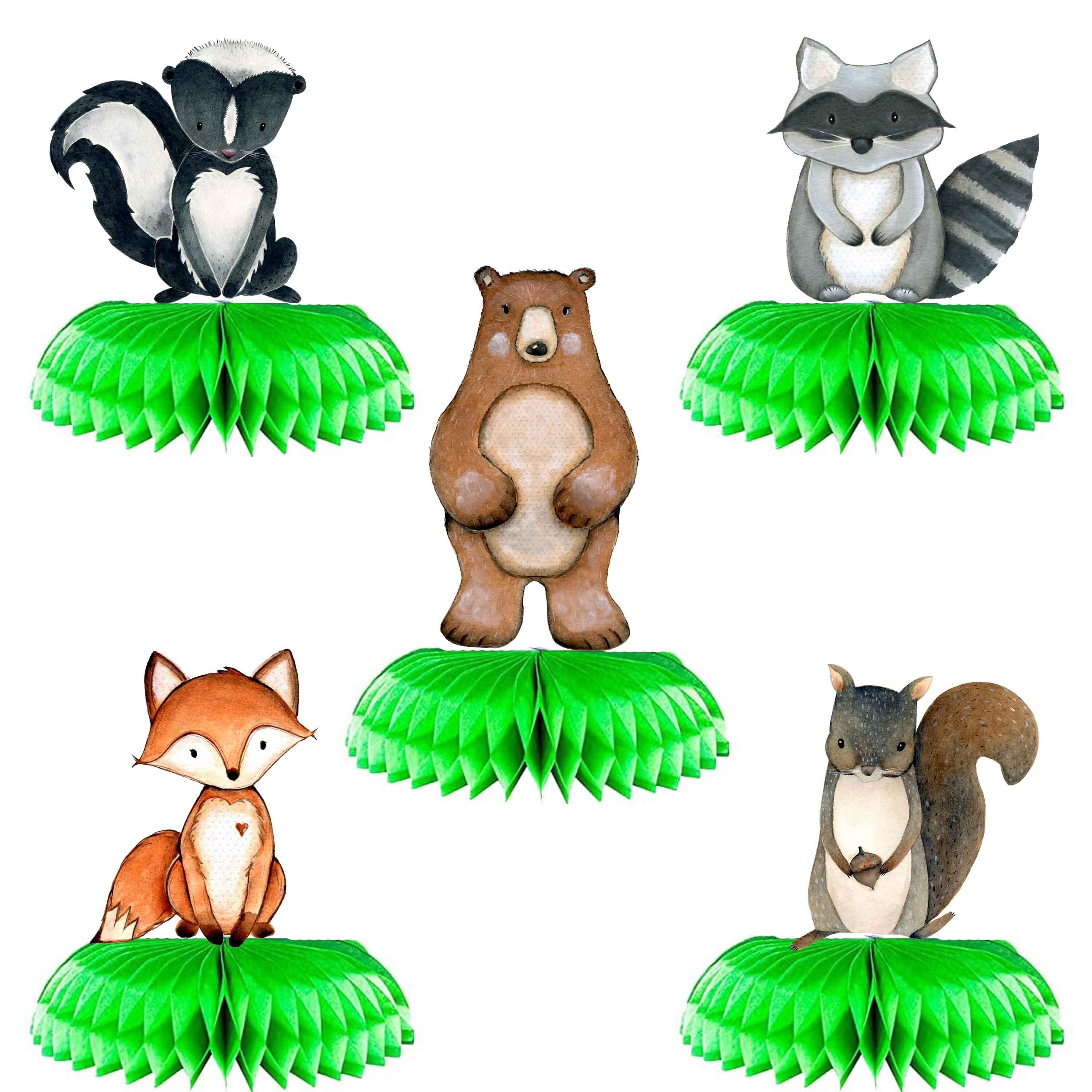 Enchanting Woodland Creatures Honeycomb Decorations - Set of 5