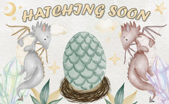 "Hatching Soon" Dragon Baby Shower Backdrop 5x3 FT - Mystical Fantasy-Themed Party Decor