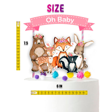 Adorable Woodland Animals Cartoon Cake Topper for Baby Showers and Birthday Celebrations