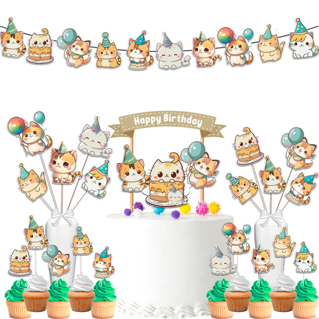 Adorable Kawaii Cats Birthday Party Decor Set