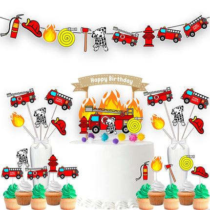 Blazing Firefighter Birthday Party Decor Set
