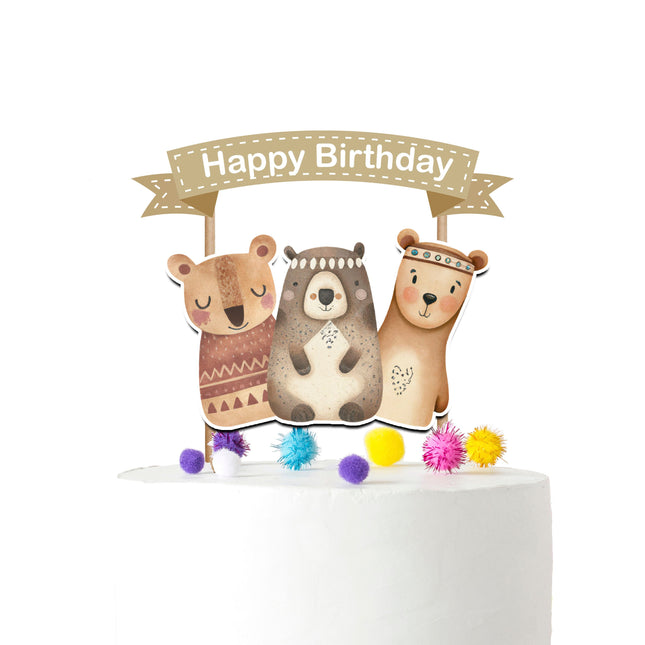 Bohemian Bears - Boho Bear Cake Topper for Whimsical Birthdays
