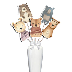 Set of 5 Woodland Bear Centerpieces – Perfect for Baby Showers and Birthday Parties