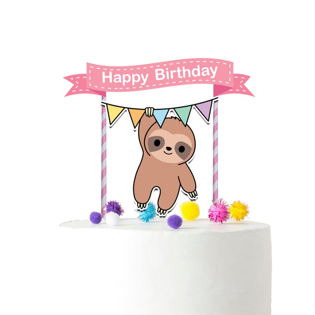 Hang In There - Cheerful Sloth Cake Topper for Relaxing Birthday Celebrations