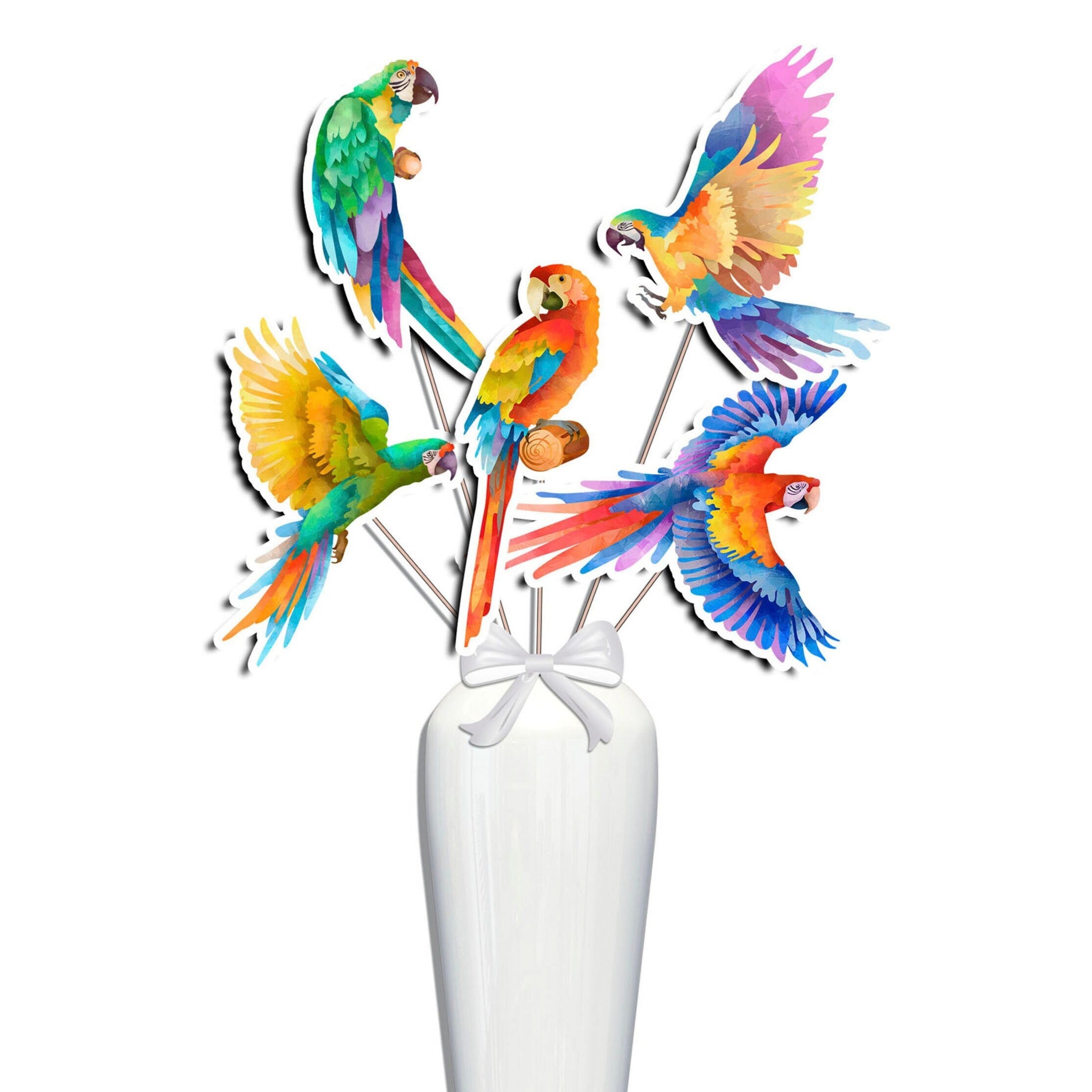 Set of 5 Ara Parrot Centerpiece for Birthdays and Baby Showers