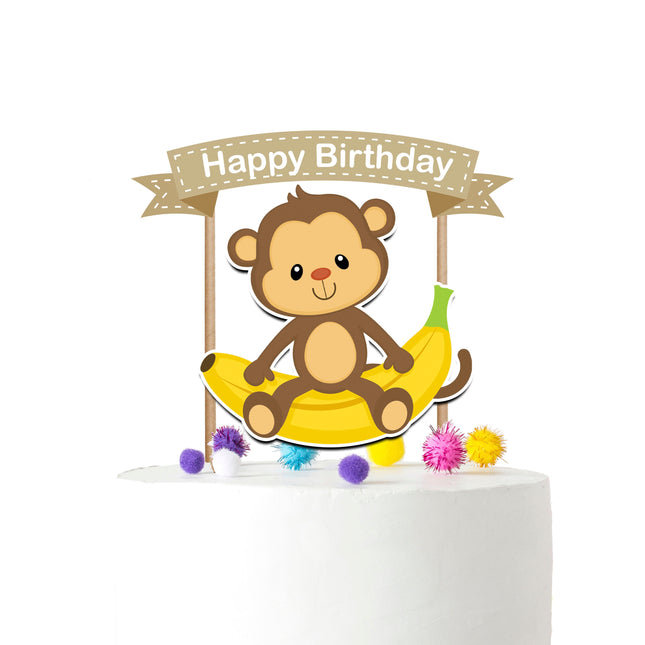 Banana Bash - Jungle Monkey Cake Topper for Wild Birthday Adventures