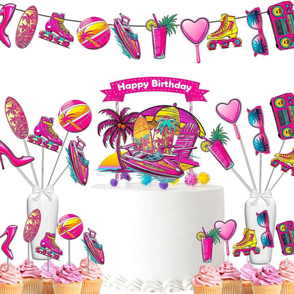 etro Chic Pink Doll Birthday Party Decor Set