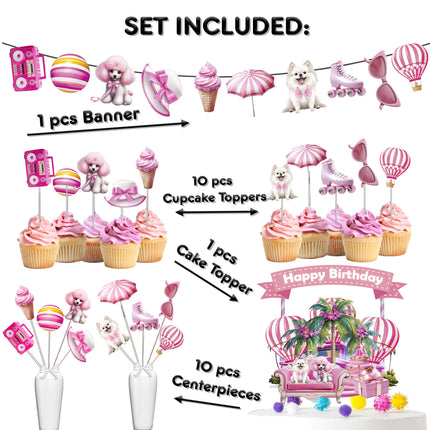 Enchanting Pink Doll Party Decor Set - Perfect for Baby Showers & Birthdays with Cake Topper, Cupcake Toppers, Centerpieces & Banner