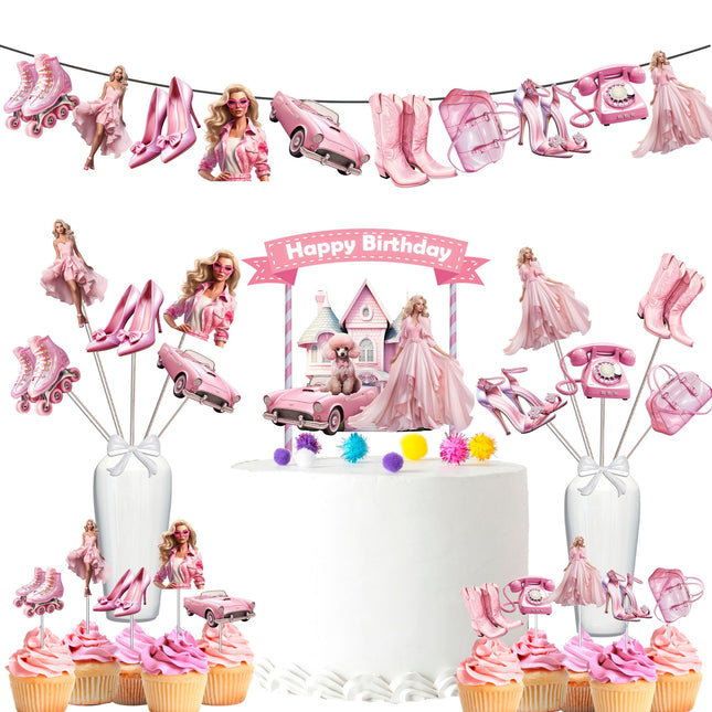 Glamorous Pink Doll Party Decor Set 