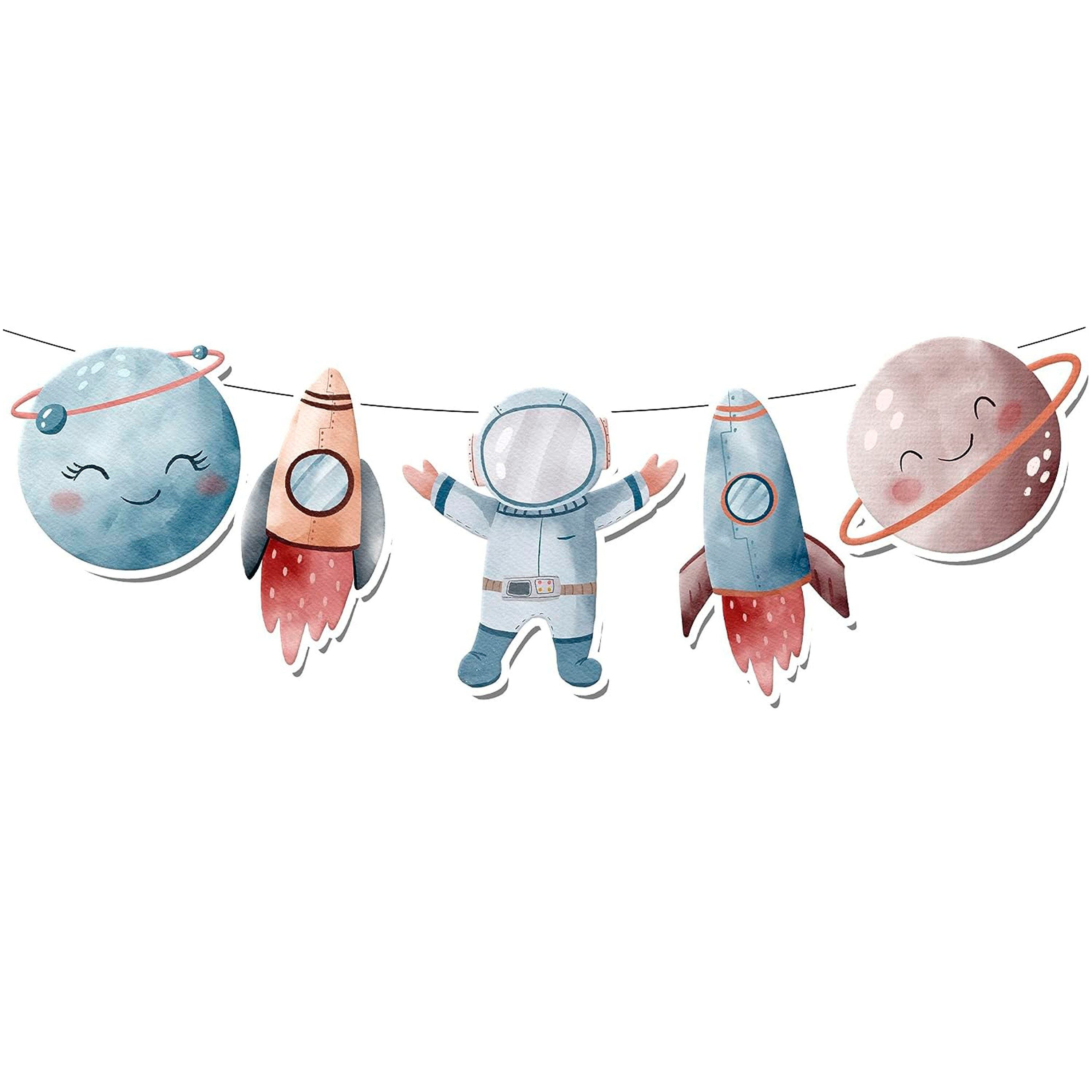 Cosmic Adventure - Whimsical Solar System Cartoon Banner for Kids Room Decor
