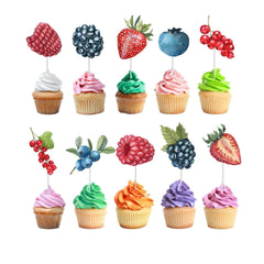 Berry Delight Cupcake Toppers - Set of 10 Artisanal Fruit Decorations for Desserts