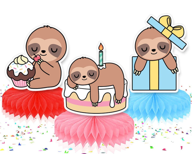 Chill and Cheerful Sloth Honeycomb Decorations