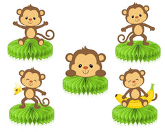 Playful Monkey Honeycomb Decorations - Set of 5